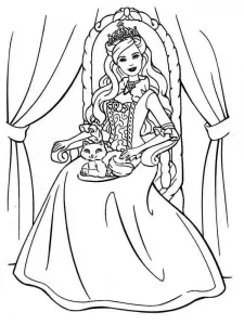 Barbie Princess on the Throne Coloring Page