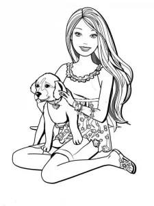 Barbie Coloring Pages with Puppy