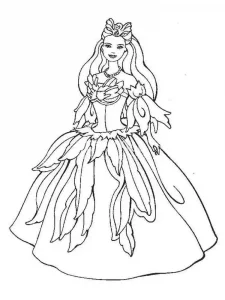 Barbie Princess Coloring Page with Bow