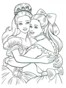 Barbie coloring page Barbie hugging her friend