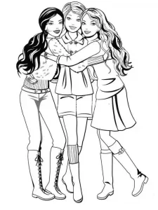 Barbie Coloring Pages Barbie Hugging Her Friends