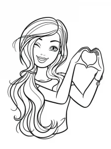 Barbie Coloring Page shows heart with hands