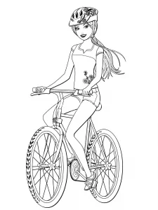 Coloring Barbie riding a bike