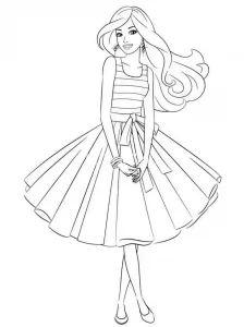 Color Cute Barbie in a Pretty Dress