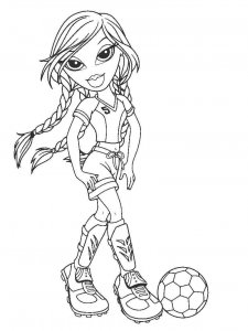Coloring page Bratz with soccer ball