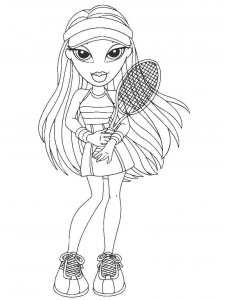 Coloring page Bratz with a tennis racket