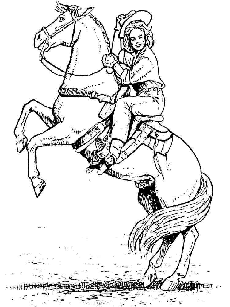 Cowgirl and Horses coloring pages. Free Printable Cowgirl and Horses