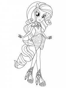 Rarity coloring page in beautiful Equestria girls dress
