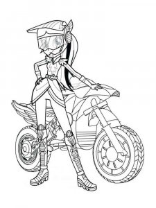 Coloring page Rainbow Dash with a motorcycle  Equestria Girls 