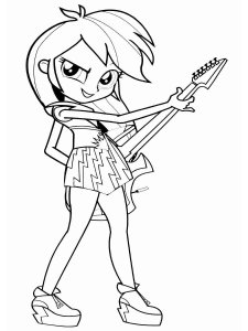 Rainbow Dash Coloring Page with Equestria Girls Guitar