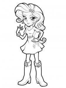Rarity coloring page in dress and boots Equestria girls