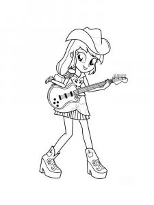 Coloring Applejack with guitar Equestria girls