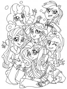 Coloring page six girls equestria girls