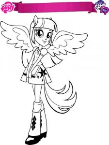 Coloring page Twilight Sparkle with an Equestria Girls book