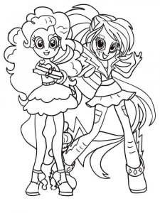 Coloring page Rainbow Dash and Rarity Equestria Girls