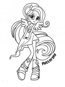 Coloring page beautiful Fluttershy Equestria girls