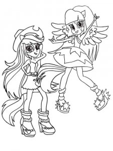 Coloring Applejack and Twilight Sparkle Equestria girls