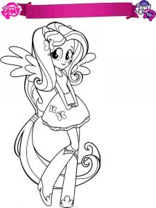 Coloring page Fluttershy Equestria Girls