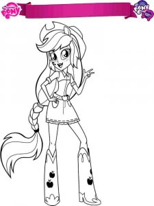 Coloring Applejack with a long braid Equestria girls