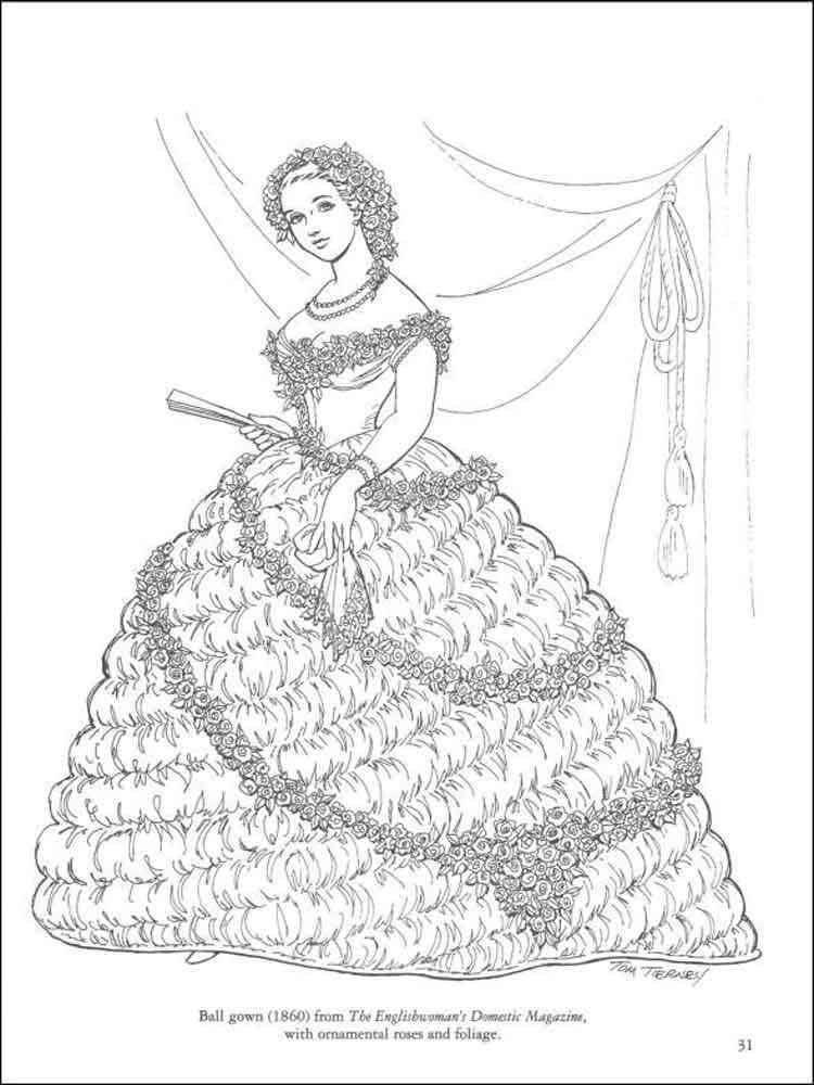 Historical Fashion Coloring Pages Free Printable 7 Ball Gowns