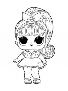 Coloring book cute Lol doll with a bow