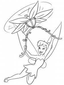 Coloring page Tinker Bell flies on a flower