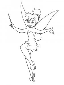 Coloring Tinker Bell with a magic wand