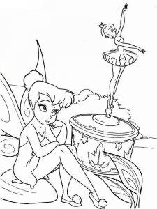 Coloring page Fairy Tinker Bell and Ballerina