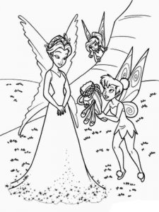 Coloring Tinker Bell gives a gift to Queen Clarion