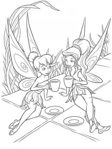 Coloring Tinker Bell and Vidia drinking tea