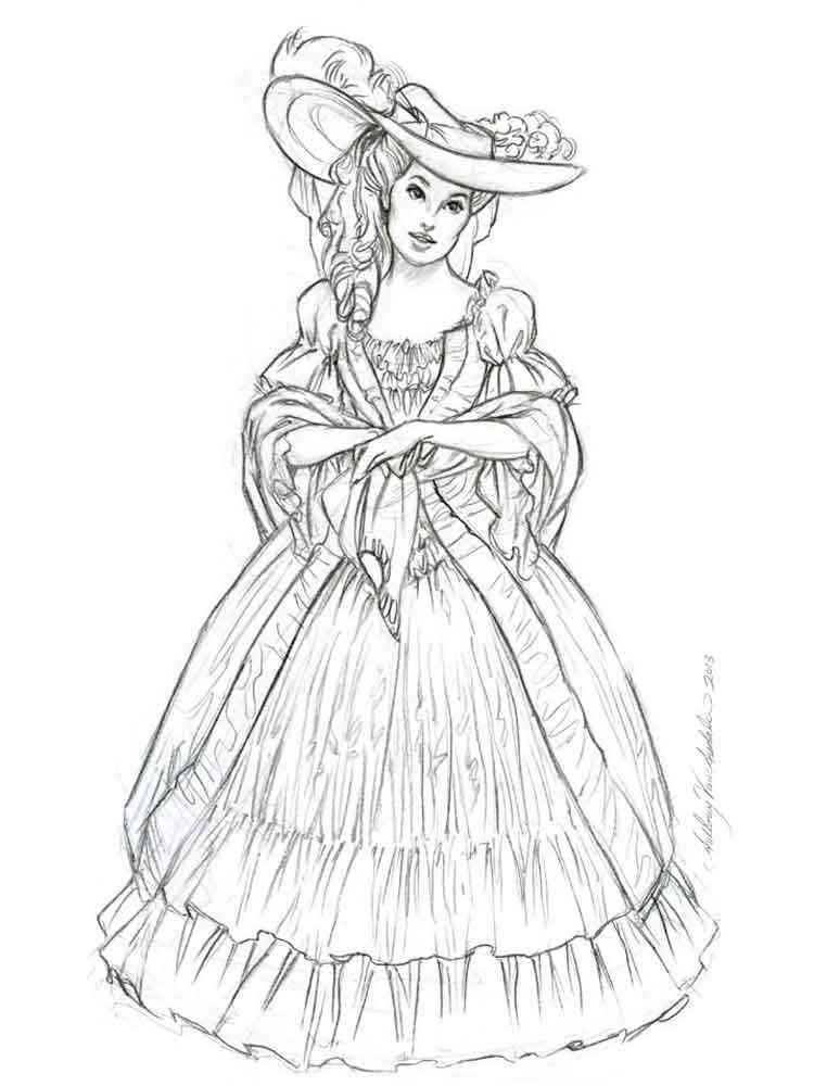 Victorian Woman Coloring Pages Free Printable 4 Dresses