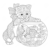 Kitten coloring pages for Adults