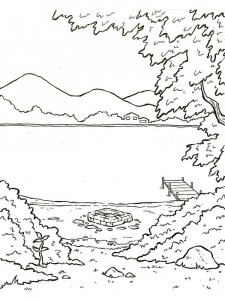 Lake coloring page 2 - Free printable