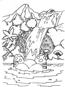 Waterfall coloring page 19 - Free printable