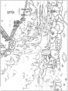 Waterfall coloring page 8 - Free printable