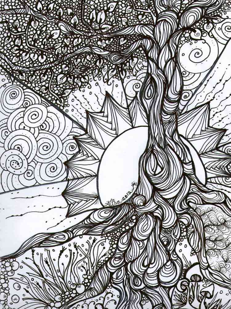 Download Tree coloring pages for adults. Free Printable Tree coloring pages.