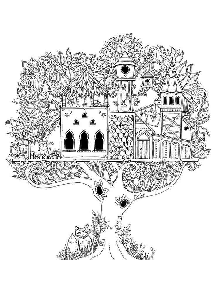 Tree coloring pages for adults. Free Printable Tree coloring pages.