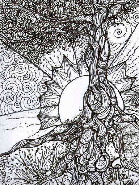 Tree coloring pages for adults