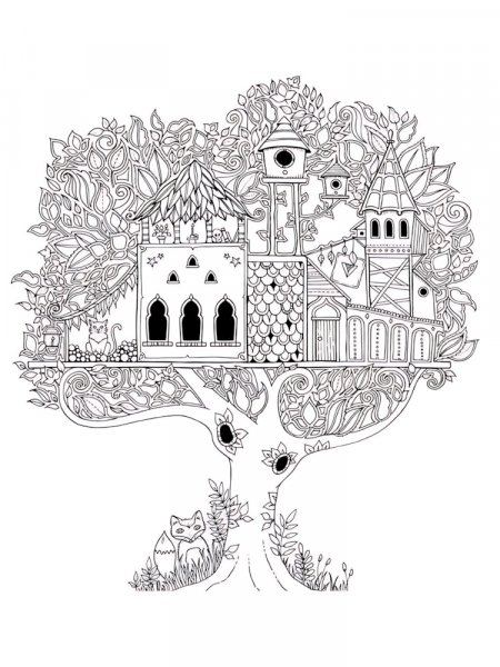 Tree coloring pages for adults