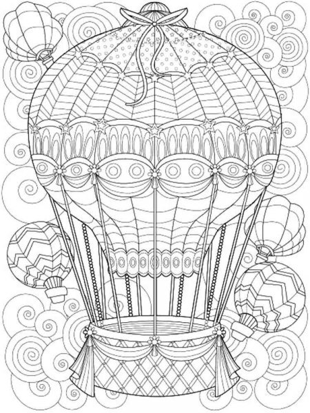 Free Hot Air Balloon coloring pages for Adults