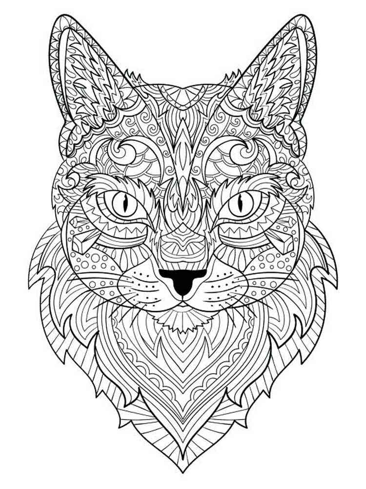 Free Cat coloring pages for Adults. Printable to Download Cat coloring