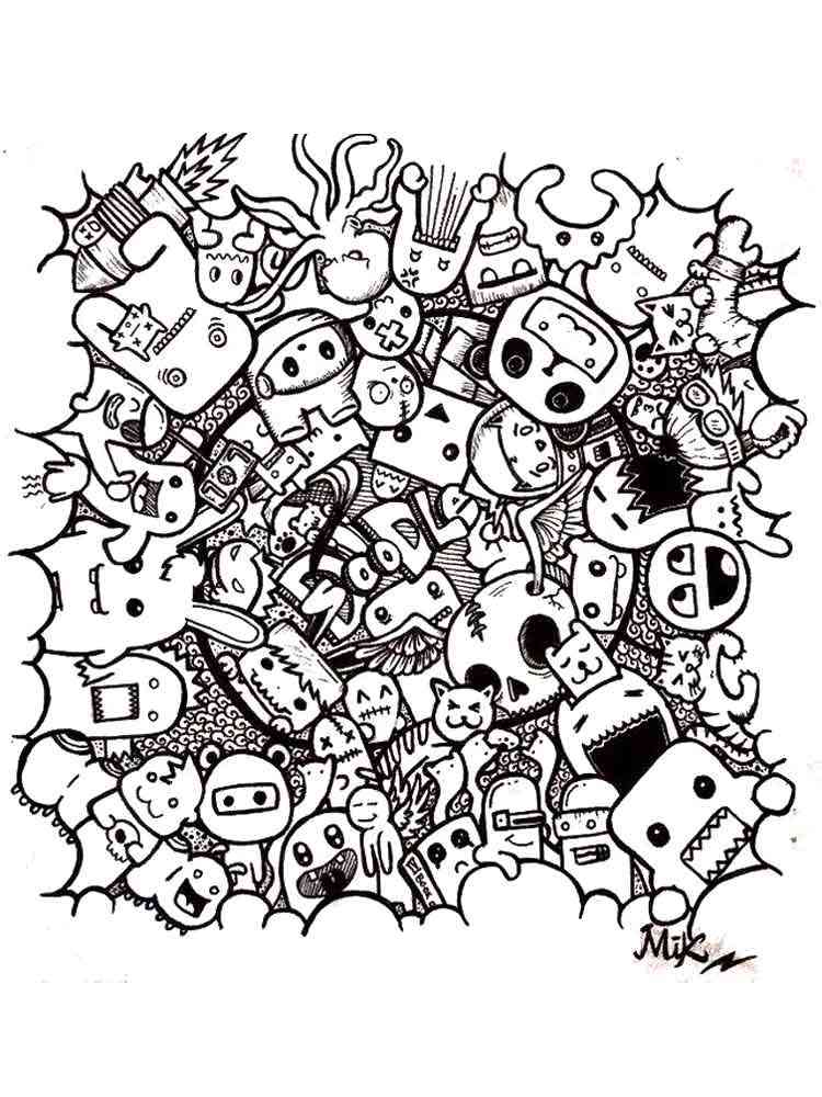 Doodle coloring pages for adults. Free Printable Doodle coloring pages.