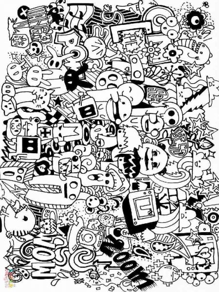 Doodle coloring pages for adults