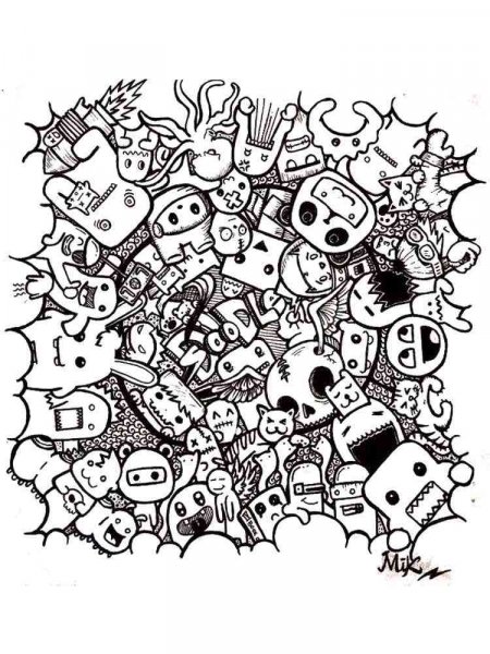 Doodle coloring pages for adults