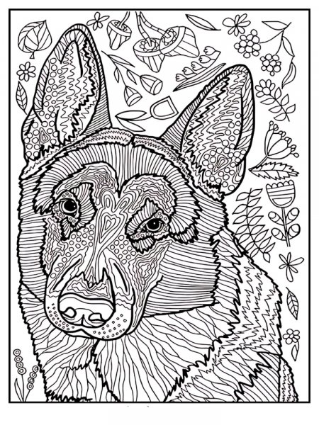 Dog coloring pages for Adults