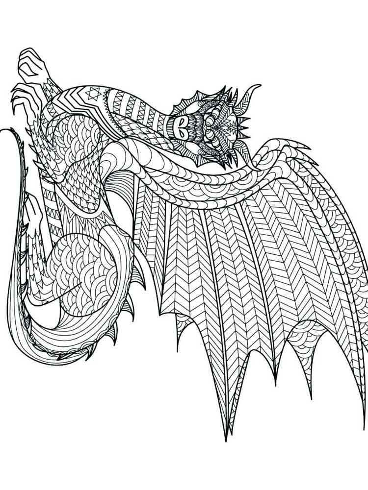 Adult Coloring Pages Of Dragons 