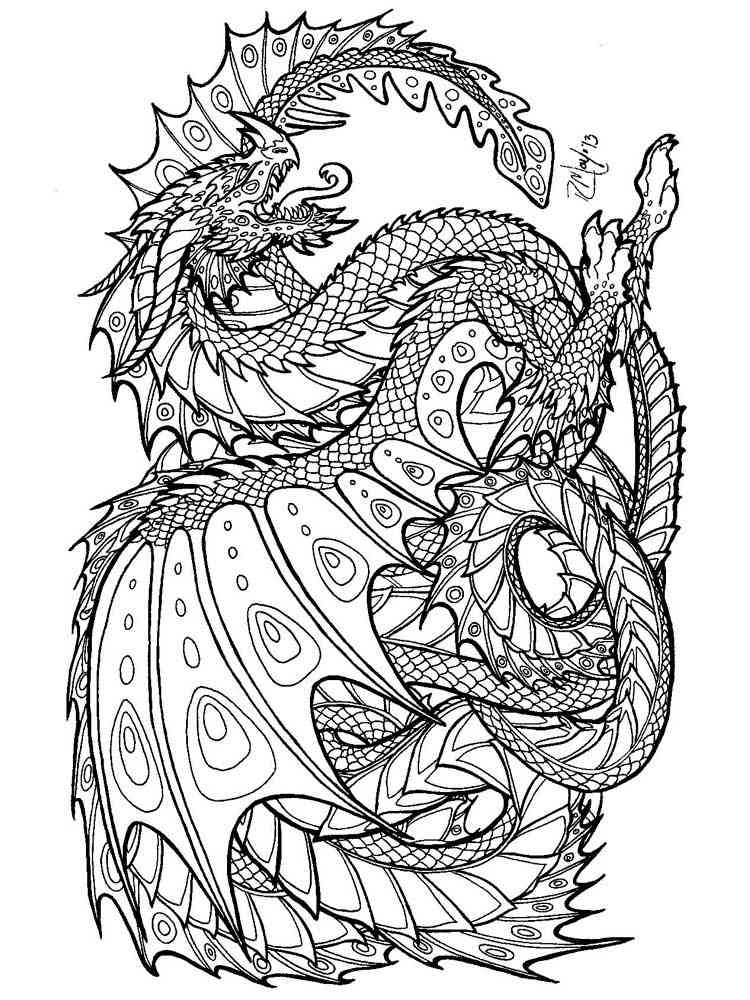 hard dragon coloring pages