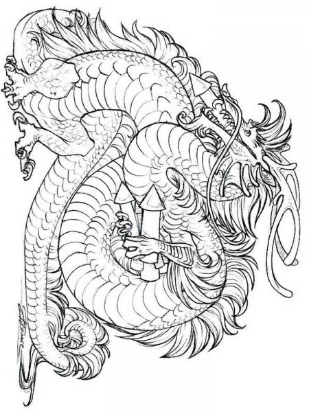 Dragon coloring pages for Adults