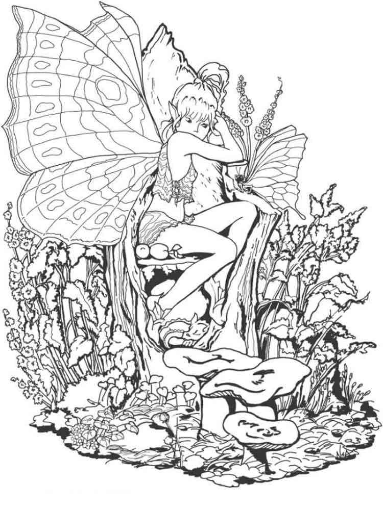 Free printable Fairy coloring pages for adult.