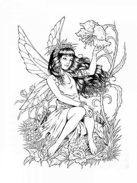 Fairy coloring pages for adults